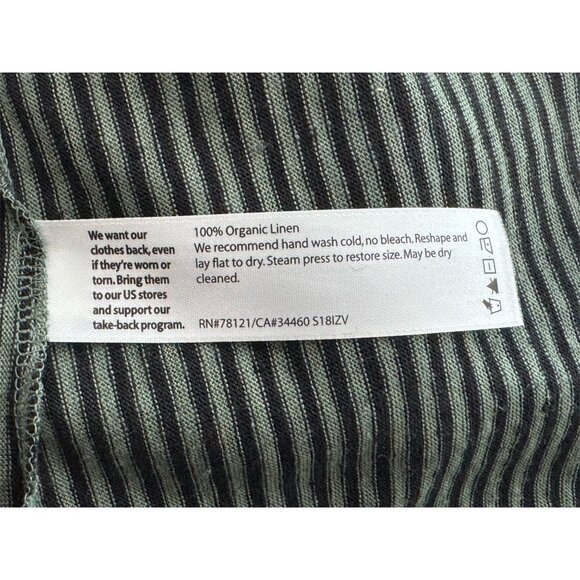 Eileen Fisher 100% Organic Linen Dress Womens SZ M Striped Lagenlook - Picture 7 of 8